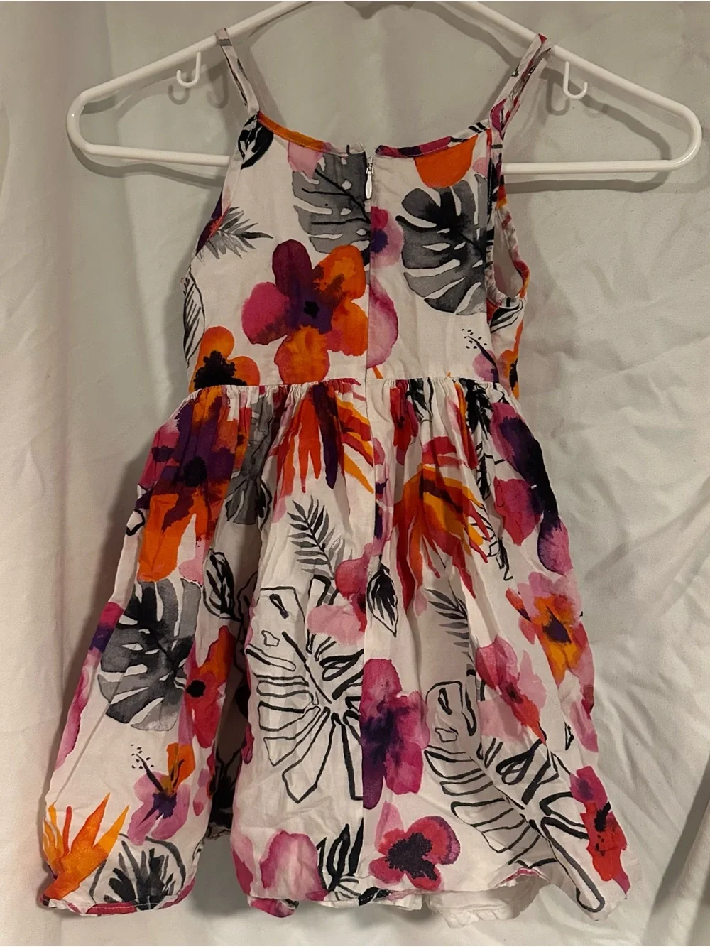 Gymboree White Dress with Pink & Orange Floral Print